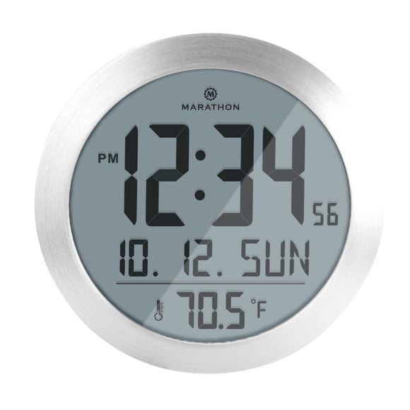 Reloj De Pared De Acero Inoxidable Digital Redondo De 20 Cm