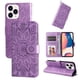thumbnail image 1 of Funda tipo cartera FOXDOCK para iPhone 14 Pro Max , diseño girasol en relieve, cuero PU, cierre magnético, soporte y tarjetero, 1 of 5
