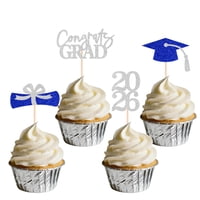 Decoraciones Para Cupcakes De Graduación Sakfestivo 36 Pcs Plata Y Azul