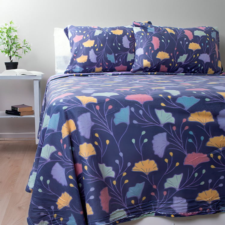 Sábanas De Polar Composé King / Hojas Morado – Doral