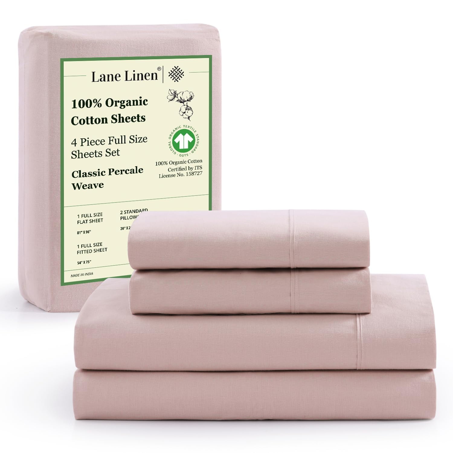 Juego De Sábanas Lane Linen Para Cama De Tamaño Completo, 100% Algodón Orgánico