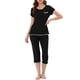thumbnail image 1 of INSPIRE CHIC Conjunto de Pijama para Mujeres Regreso a Clases Ropa de Dormir Cuello Redondo Ropa de Descanso con Pantalones Capri XS Negro, 1 of 6