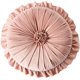 thumbnail image 1 of Firefly Hope Almohada decorativa redonda plisada, terciopelo suave y felpa neutra, 1 pieza, 14 pulgadas de diámetro, cojín de asiento, Estilo A, Rosa, 1 of 5