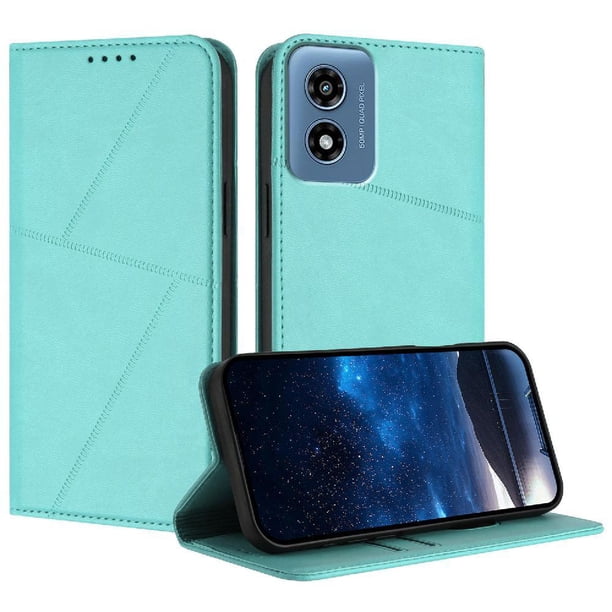 Funda Cartera Magnética para Motorola MOTO G Play 4G 2024 Protección Antichoque con Ranuras Verde