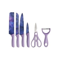 Genérico - Set Cuchillos 6 Pzas Coloridos Cortar Acero Inox Chef Lau