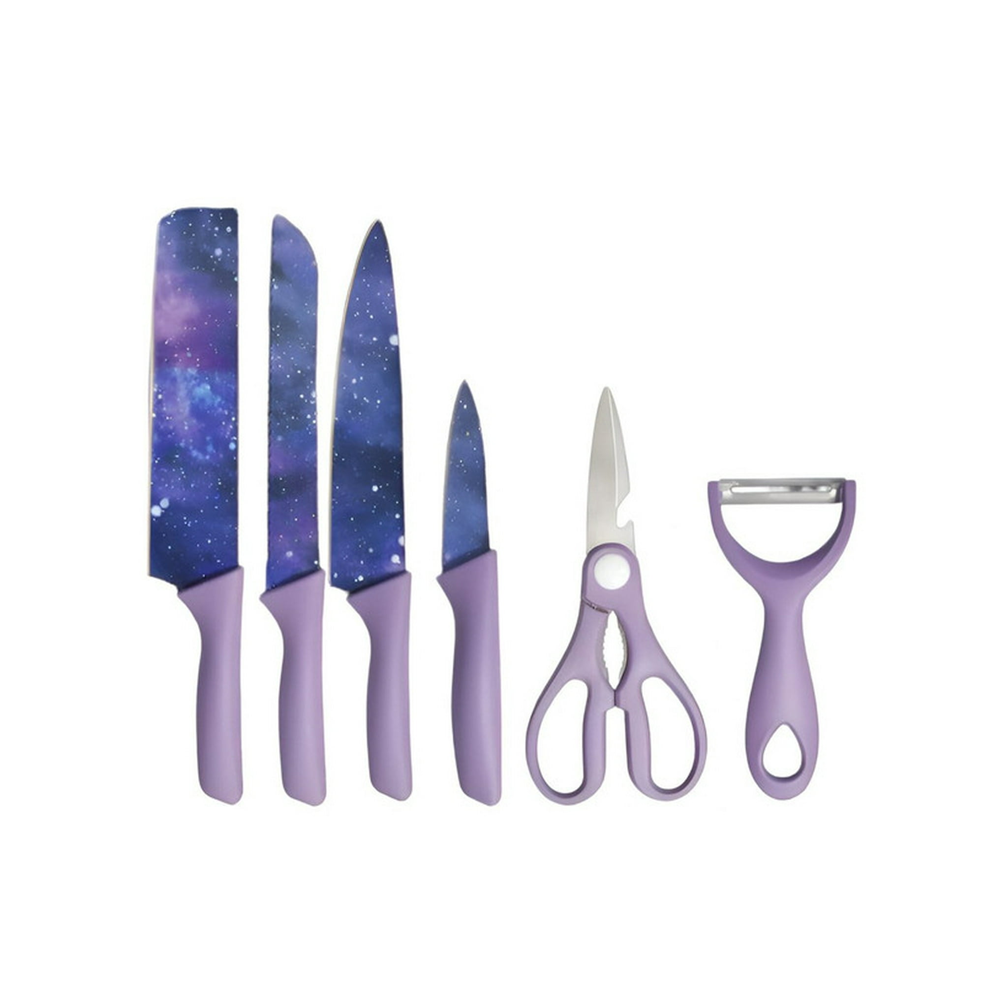 Genérico - Set Cuchillos 6 Pzas Coloridos Cortar Acero Inox Chef Lau