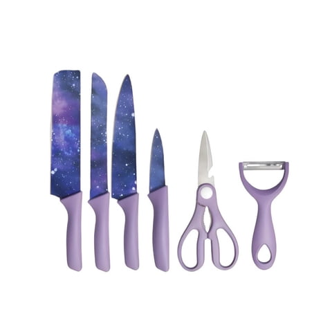 Genérico - Set Cuchillos 6 Pzas Coloridos Cortar Acero Inox Chef Lau