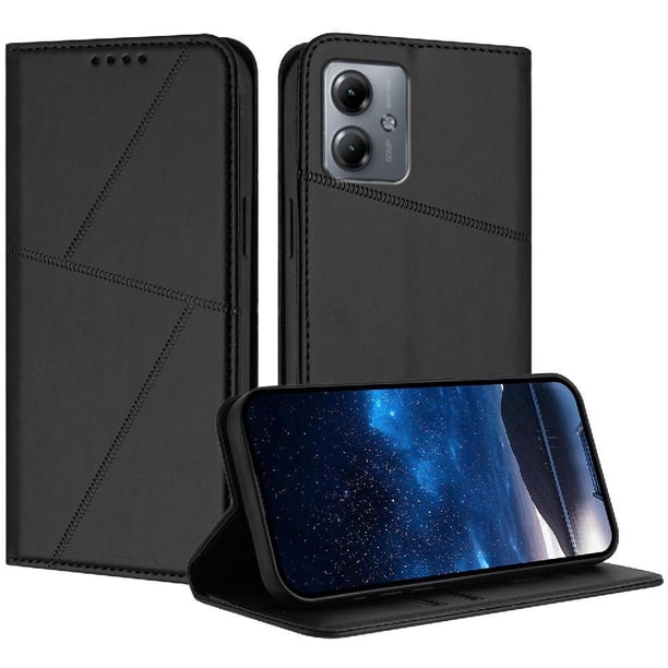 Funda Cartera Magnética para Motorola MOTO G14 Protección Antichoque con Ranuras Negro