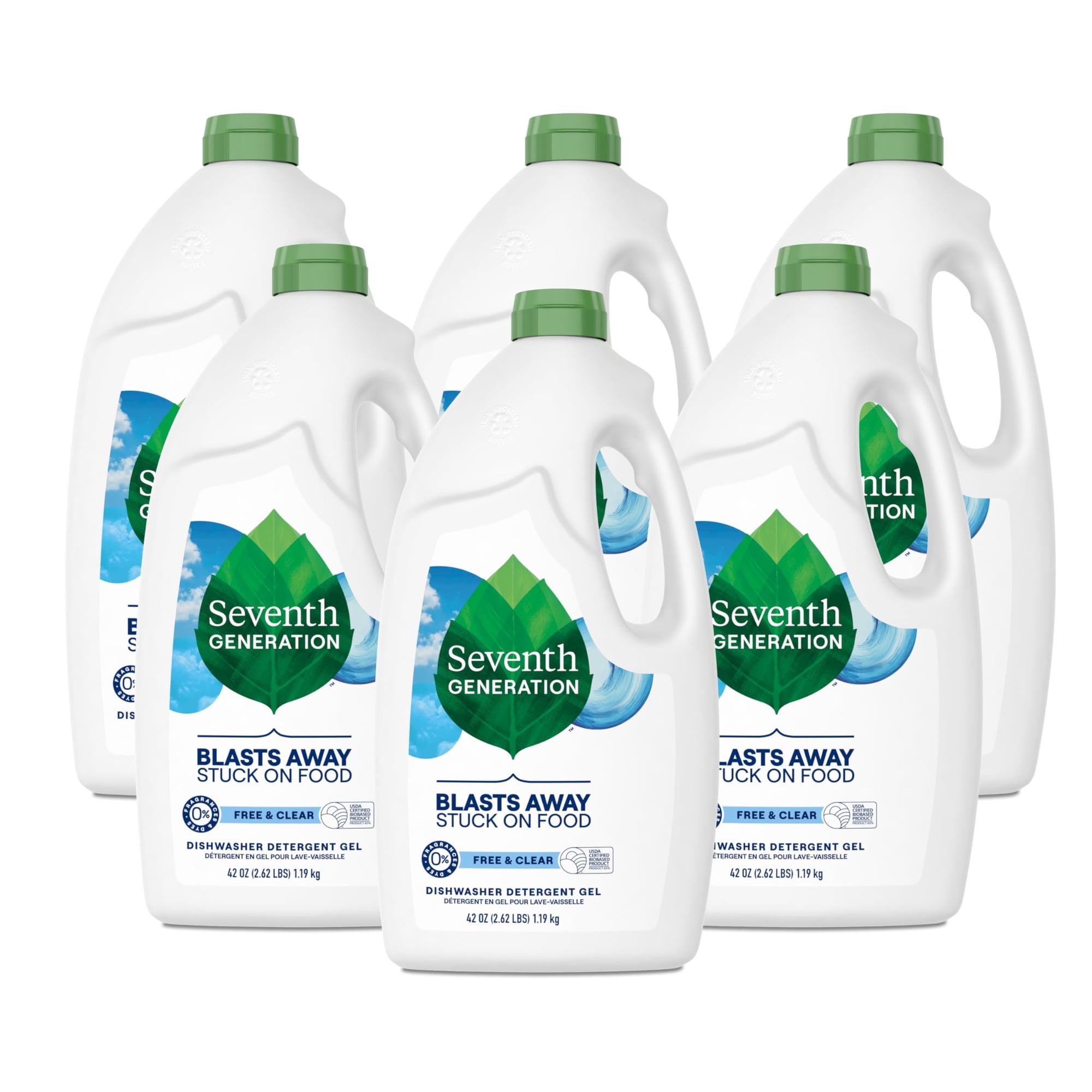 Seventh Generation - Detergente En Gel Para Lavavajillas De Séptima Generación, 1,2 Litros, Paquete De 6