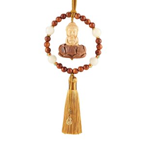 Magideal - Colgante Para Espejo Retrovisor De Coches, Decoración, Estatua De Buda, Accesorios De Adorno Colgante, Colgante Para Coche, Camión, Puerta, Automóvil Borla Amarilla