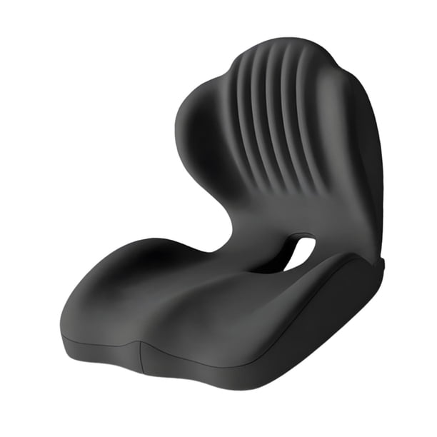 Cojín de Asiento con Soporte Lumbar de Espuma Viscoelástica Diseño Ergonómico Cubierta Transpirable Acolchado Portátil para Silla de Oficina Y Automó Negro