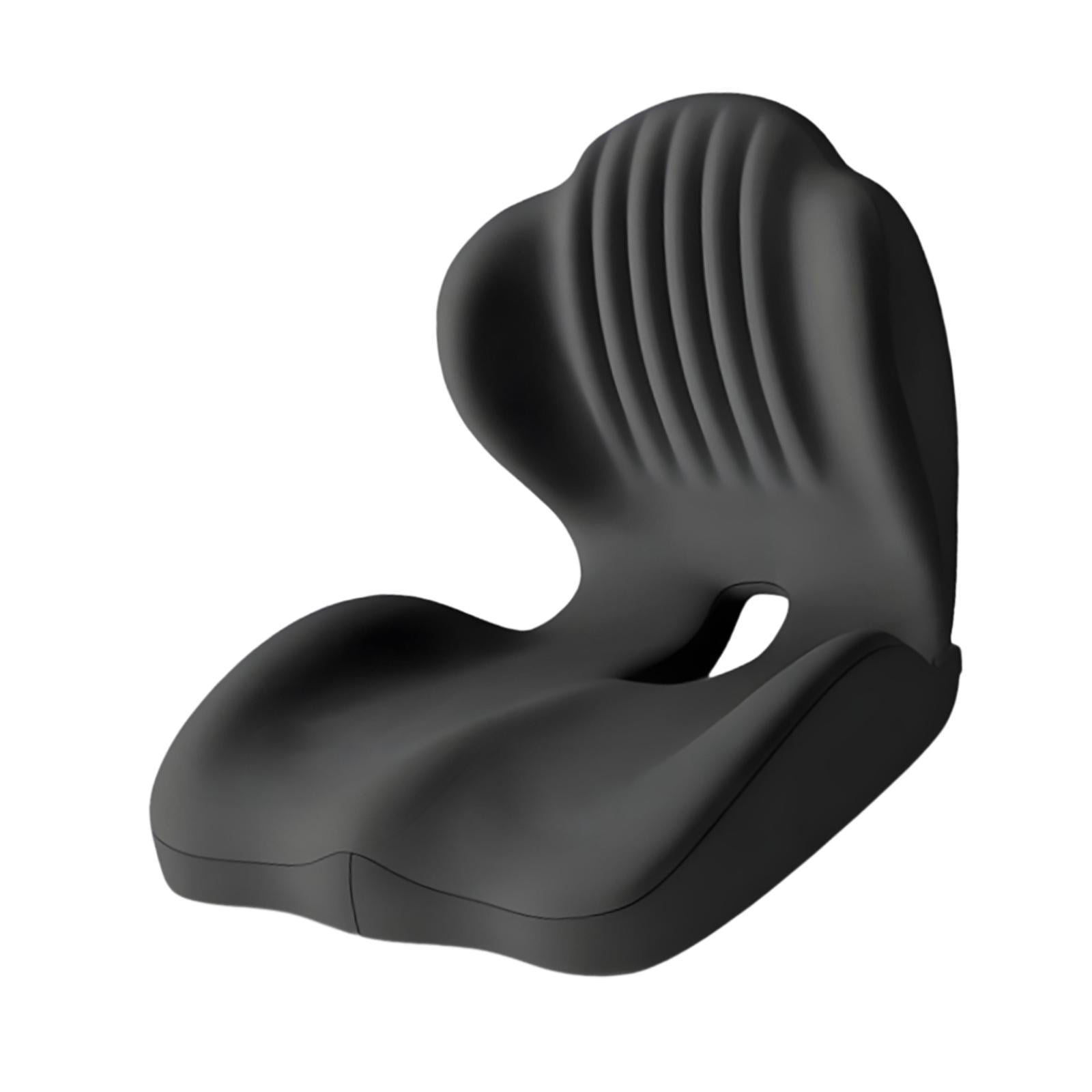 Magideal - Cojín De Asiento Con Soporte Lumbar De Espuma Viscoelástica Diseño Ergonómico Cubierta Transpirable Acolchado Portátil Para Silla De Oficina Y Automó Negro