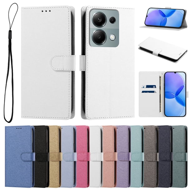 Cartera para Xiaomi Poco M6 Pro 4G con Soporte y Correa, Blanco