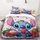 thumbnail image 1 of Duvet Cover Cute Cartoon Stitch Eating Strawberries Children's Adult Bedding Set One Duvet Cover Two Pillowcases Single Double, 1 of 5