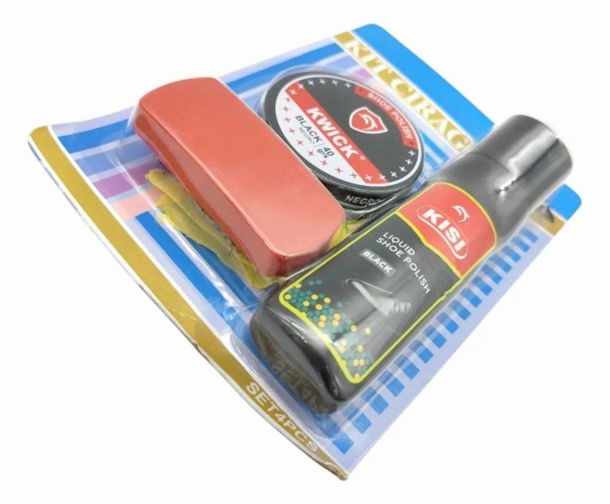 Genérico - Set 4 Kits Limpieza Lustrador De Zapato Negro 3En1 Lau