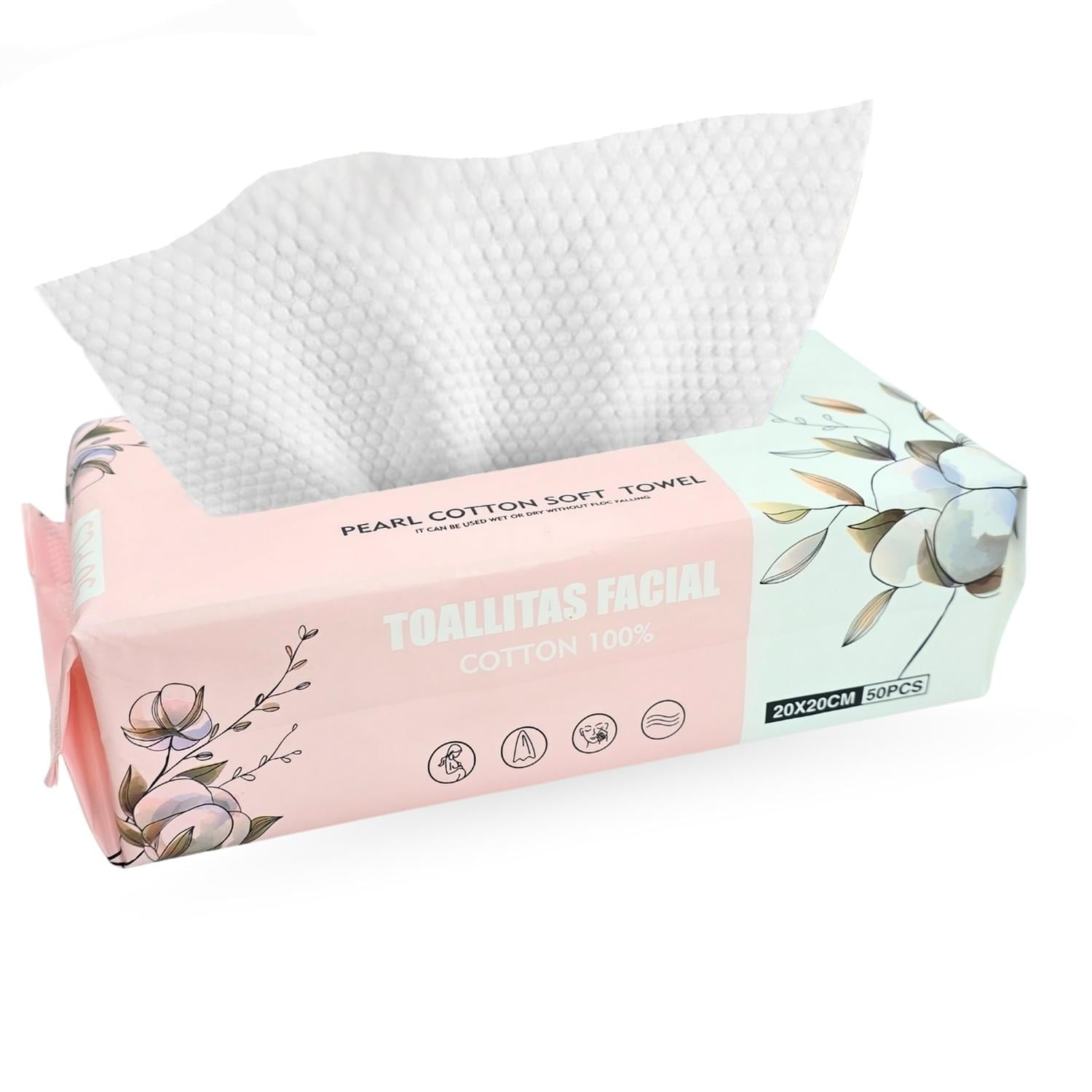 Genérico - Toalla Facial Desechable De Algodón 20x20 Cm – 50pcs - Eidos Blanco