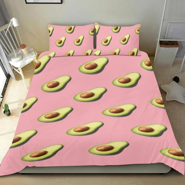 Aguacate Conjunto de sábanas temático, trío de piezas, cómodo y amigable con la piel, diseño único, regalo de decoración para el hogar para familiares, amigos y fans,140cm *210cm