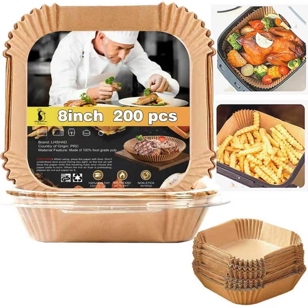 Forros desechables para freidora de aire para Instant Pot Vortex Plus 6QT XL, forros para freidora de aire Instant Pot de 6 QT, 200 unidades de papel pergamino para freidora de aire de 6-8 qt