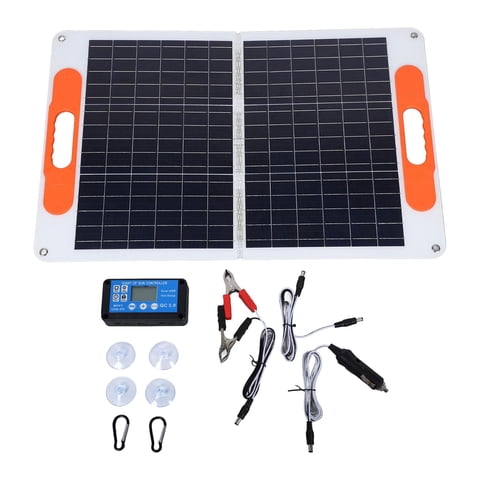 Magideal - Panel De Energía Solar Monocristalino De 120W, Plegado, 4 Ventosas, Escalada, Patio De Barcos Marinos Al Aire Libre Con Controlador De Alta Eficiencia