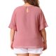 thumbnail image 4 of Agnes Orinda Blusa de Mujer Talla Grande con Lunares Suizos Cuello Redondo Manga con Volantes Camiseta Casual 4X Rosa Oscuro, 4 of 8