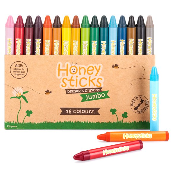 Crayons Honeysticks Jumbo, cera de abeja 100% pura, paquete de 16 unidades para niños de 2 a 8 años