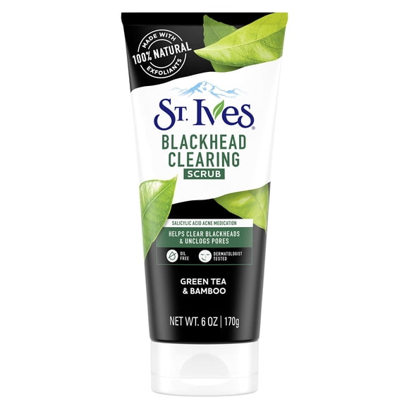 Exfoliante facial St. Ives para eliminar puntos negros con té verde y bambú 180 mL