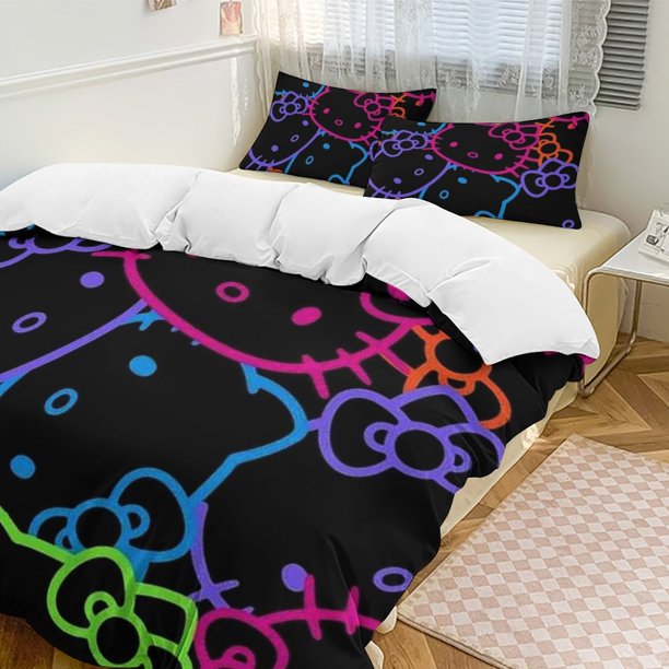 Hello Kitty 3-Piece Twin Bed Set - Includes 1 Single Comforter And 2 Pillowcases Bedding - Fade Resistant Microfiber - Hello Kitty