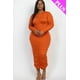 thumbnail image 1 of Vestido Midi De Manga Larga Fruncido De Talla Grande, 1 of 2