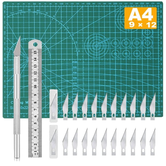 Alfombrilla de costura Jneoace A4 (23 × 30 cm) Kit de cuchillo con 20 cuchillas
