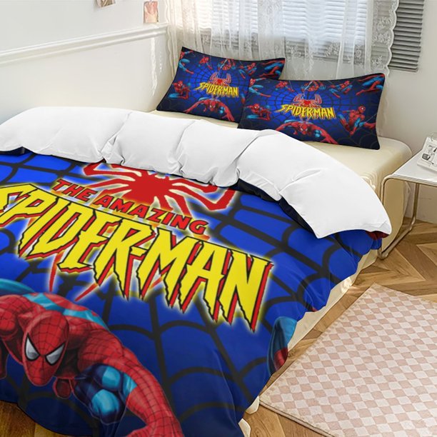 Spider-Man Bedding Comforter Sets 3-Piece Bedding Set Soft Warm Bed Set for Bedroom All Season