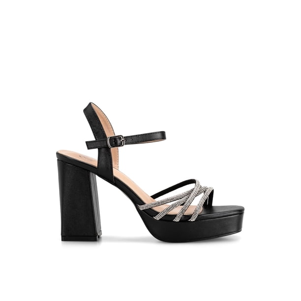 Sandalia Eco Cuero Taco Negro Fiesta Mujer Weide YOU205