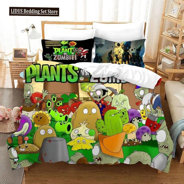 v967 Bed Sheets Plants Vs Bedding Sets Zombie US/Europe/UK Size Quilt Cartoon Bed Cover Duvet Cover Pillow Case - Pieces Sets Adult Boys 3-Piece Bedding Set (1 Duvet Cover + 2 Pillow Shams) Bed Sheets