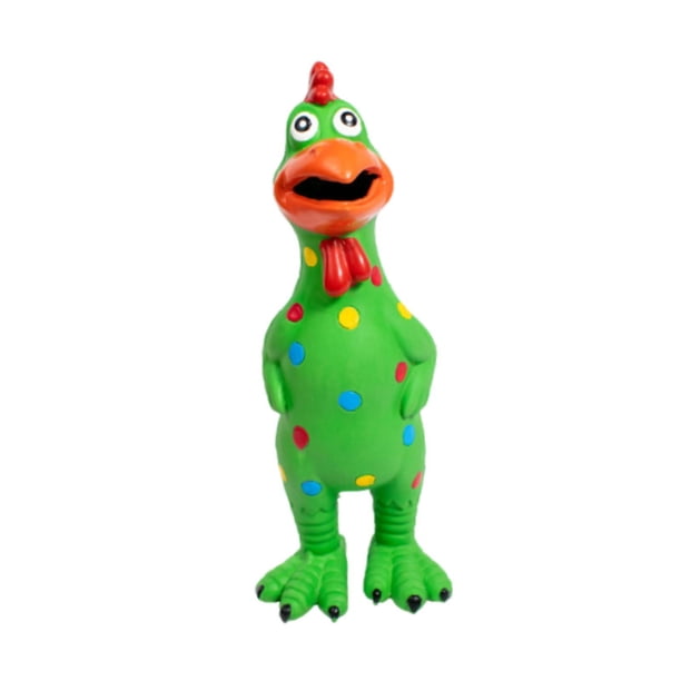 Juguetes chirriantes para perros, juegos de patio trasero de juguete de pollo chillón, juegos al aire libre, pollo con sonido resistente, pollo de lát Verde