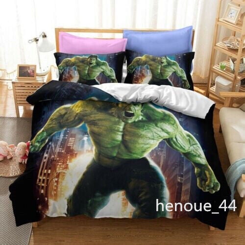 Superhero Hulk Duvet Quilt Cover Bedding Set with Pillow Cases 3-Piece Bedding Set (1 Duvet Cover + 2 Pillow Shams)