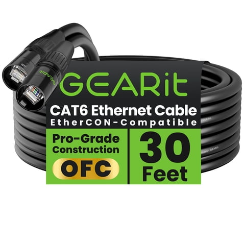 Cable Ethernet Gearit Blindado Cat6 Ethercon 30 M Negro