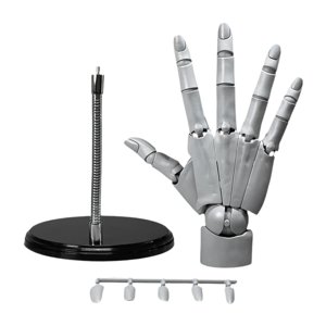 Magideal - Modelo De Mano Flexible, Articulaciones Movibles, Soporte De Anillo Para Dedos Flexibles, Decoración Del Hogar, Maniquí Para Artistas, Mano De Maniquí Gris