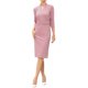thumbnail image 2 of Vestidos de trabajo para mujeres con mangas 3/4, escote en V, elegante, con cinturón, formal, midi, XS, rosa, 2 of 6