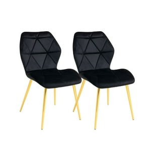 Habita2 Chile - Pack 2 Sillas Para Comedor Acolchada Aviador Gold - Negro