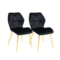 Habita2 Chile - Pack 2 Sillas Para Comedor Acolchada Aviador Gold Negro