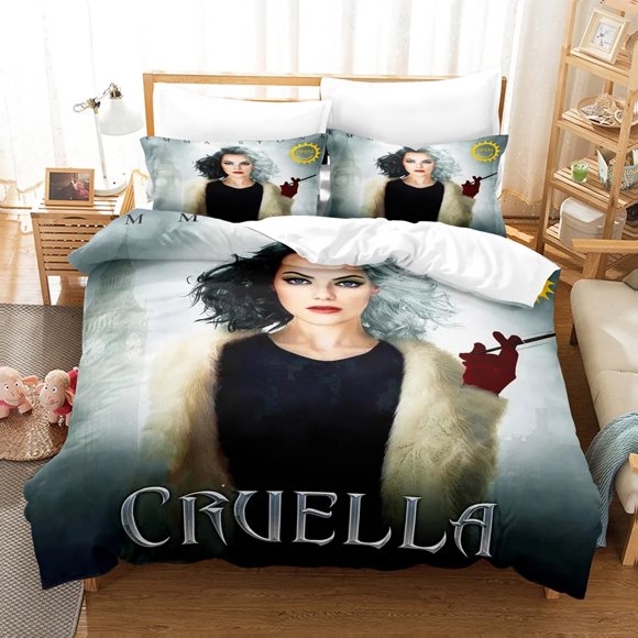 Cruella De Vil Bedding Set,Duvet Cover Comforter Bed Set Quilt Cover Pillowcase, Boys Girls Adults Bed Sheets