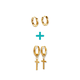 thumbnail image 1 of Pack De Aros Argollas Cruz Doble Uso Chapadas En Oro 18k, 1 of 3