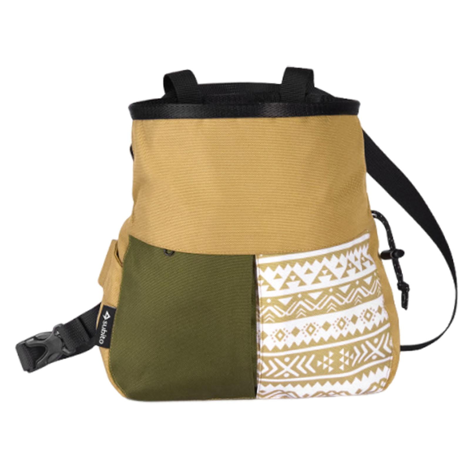 Magideal - Bolsa De Magnesio Para Escalada, Riñonera Oxford Ergonómica Con Cordón Versátil Y Construcción Robusta Para Búlder, Gimnasios, Alimentación De Mascota Caqui Grande