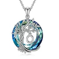Collar Heshpaws Tree Of Life Con Inicial A-Z Azul