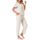 thumbnail image 4 of INSPIRE CHIC Conjuntos de Pijamas de Mujer Verano Ropa de Dormir con Sujetador Incorporado Camisetas de Manga Corta y Pantalones Conjunto de Salón con Bolsillos M Beige, 4 of 6