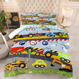 Milsleep - Tailor Shop Vehículo De Construcción Camión Kids Juego De Edredón Twin Size，Cartoon