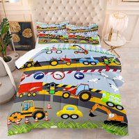 Milsleep - Tailor Shop Vehículo De Construcción Camión Kids Juego De Edredón Twin Size,Cartoon