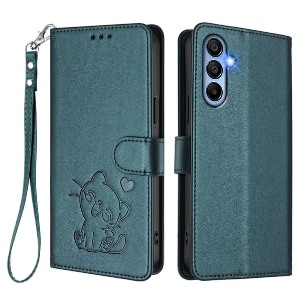 Funda Billetera Magnética para Samsung Galaxy A15, Verde Oscuro