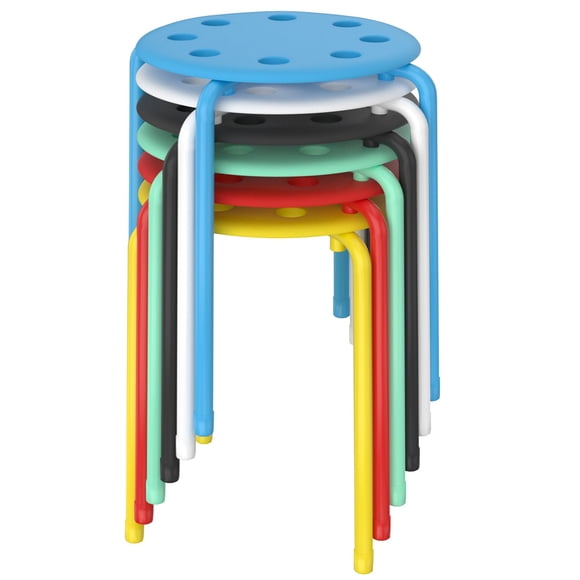 Taburetes Apilables VECELO Juego de 6 Piezas Altura 45 cm Colores Vivos