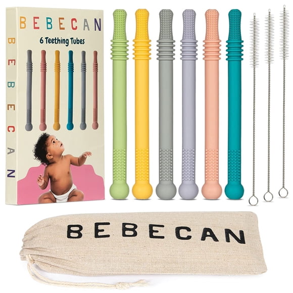 Palitos de dentición BEBECAN de silicona supersuave para más de 36 meses, paquete de 6