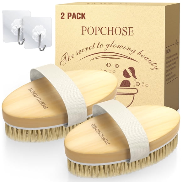 Cepillo de limpieza corporal POPCHOSE Pack de 2 con cerdas de jabalí